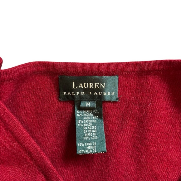 Lauren Ralph Lauren Mallard Sweater Merino Wool Angora Blend Red Women's Medium - Picture 2 of 10